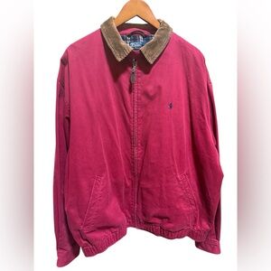 Polo Ralph Lauren Harrington Jacket with Corduroy Collar in Washed Red Cotton